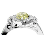 White gold Fancy Yellow Marquise  Cut Double Halo Diamond Engagement Ring with Pave Band and Four-Prong Setting_83