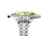 White gold Fancy Yellow Marquise  Cut Double Halo Diamond Engagement Ring with Pave Band and Four-Prong Setting_83