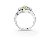 White gold Fancy Yellow Marquise  Cut Double Halo Diamond Engagement Ring with Pave Band and Four-Prong Setting_97