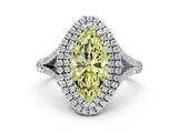 White gold Fancy Yellow Marquise  Cut Double Halo Split Shank Diamond Ring with Prong Setting_29