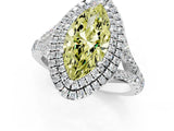 White gold Fancy Yellow Marquise  Cut Double Halo Split Shank Diamond Ring with Prong Setting_30