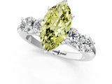 White gold Fancy Yellow Marquise  Cut Five-Stone Prong Set Diamond Ring with Classic Band_29