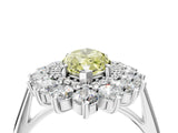 White gold Fancy Yellow Marquise Cut Halo Cluster Diamond Ring with Pave Band and Four-Prong Setting_16
