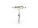White gold Fancy Yellow Marquise Cut Halo Diamond Cluster Ring with Marquise and Round Stones on a White Gold Band with Prong Setting_2