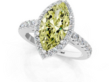 White gold Fancy Yellow Marquise  Cut Halo Diamond Engagement Ring with Pave Band and Four-Prong Setting_1