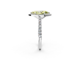White gold Fancy Yellow Marquise  Cut Halo Diamond Engagement Ring with Pave Band and Four-Prong Setting_2
