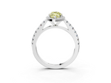 White gold Fancy Yellow Marquise  Cut Halo Diamond Engagement Ring with Pave Band and Four-Prong Setting_3