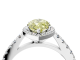 White gold Fancy Yellow Marquise  Cut Halo Diamond Engagement Ring with Pave Band and Four-Prong Setting_4