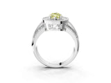 White gold Fancy Yellow Marquise Cut Halo Diamond Engagement Ring with Pave Split Shank and Four-Prong Setting_3