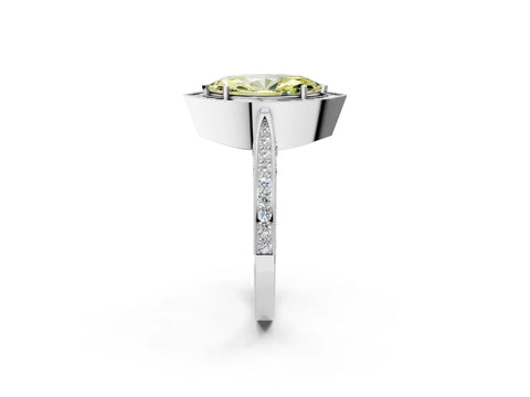 White gold Fancy Yellow Marquise Cut Halo Diamond Engagement Ring with Split Shank Band and Four-Prong Setting_14