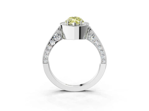 White gold Fancy Yellow Marquise Cut Halo Diamond Engagement Ring with Split Shank Band and Four-Prong Setting_15