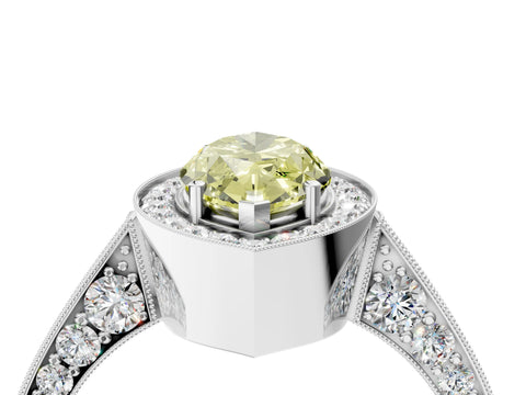 White gold Fancy Yellow Marquise Cut Halo Diamond Engagement Ring with Split Shank Band and Four-Prong Setting_16