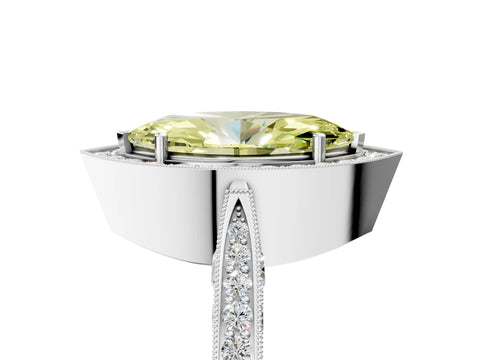 White gold Fancy Yellow Marquise Cut Halo Diamond Engagement Ring with Split Shank Band and Four-Prong Setting_17