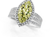 White gold Fancy Yellow Marquise  Cut Halo Diamond Engagement Ring with Split Shank and Four-Prong Setting_1