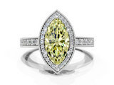 White gold Fancy Yellow Marquise  Cut Halo Diamond Pave Band Ring with Four-Prong Setting