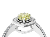 White gold Fancy Yellow Marquise  Cut Halo Diamond Pave Band with Four-Prong Setting_4
