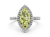White gold Fancy Yellow Marquise Cut Halo Diamond Pave Band with Prong Setting_12