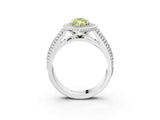 White gold Fancy Yellow Marquise Cut Halo Diamond Ring with Beaded Split Shank and Four-Prong Setting_3