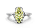 White gold Fancy Yellow Marquise  Cut Halo Diamond Ring with Channel Set Band and Four-Prong Setting_29