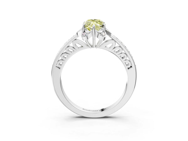 Platinum Marquise Floral Petal Engagement Ring Setting for Fancy Yellow Center