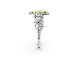 White gold Fancy Yellow Marquise Cut Halo Diamond Ring with Milgrain and Bezel Accents on a Split Shank Band_15