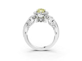White gold Fancy Yellow Marquise Cut Halo Diamond Ring with Milgrain and Bezel Accents on a Split Shank Band_16