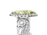 White gold Fancy Yellow Marquise Cut Halo Diamond Ring with Milgrain and Bezel Accents on a Split Shank Band_18