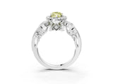 White gold Fancy Yellow Marquise Cut Halo Diamond Ring with Milgrain and Bezel Accents on a Split Shank Band_4