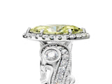 White gold Fancy Yellow Marquise Cut Halo Diamond Ring with Milgrain and Bezel Accents on a Split Shank Band_5