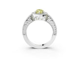 White gold Fancy Yellow Marquise  Cut Halo Diamond Ring with Pavé Band and Four-Prong Setting_31
