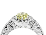 White gold Fancy Yellow Marquise  Cut Halo Diamond Ring with Pavé Band and Four-Prong Setting_33
