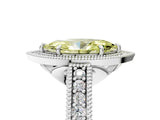 White gold Fancy Yellow Marquise  Cut Halo Diamond Ring with Pavé Band and Four-Prong Setting_34