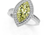 White gold Fancy Yellow Marquise  Cut Halo Diamond Ring with Pavé Band and Milgrain Prong Setting_33