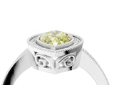 White gold Fancy Yellow Marquise  Cut Halo Diamond Ring with Pavé Band and Milgrain Prong Setting_36