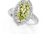 White gold Fancy Yellow Marquise Cut Halo Diamond Ring with Pavé Band and Three-Prong Setting_1