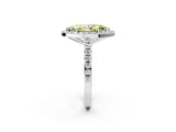 White gold Fancy Yellow Marquise Cut Halo Diamond Ring with Pavé Band and Three-Prong Setting_26
