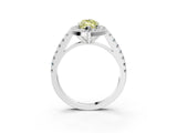 White gold Fancy Yellow Marquise Cut Halo Diamond Ring with Pavé Band and Three-Prong Setting_27