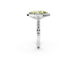 White gold Fancy Yellow Marquise Cut Halo Diamond Ring with Pavé Band and Three-Prong Setting_2