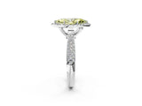 White gold Fancy Yellow Marquise Cut Halo Diamond Ring with Pavé Band_38