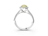 White gold Fancy Yellow Marquise Cut Halo Diamond Ring with Pavé Band_39