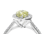 White gold Fancy Yellow Marquise Cut Halo Diamond Ring with Pavé Band_40