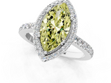 White gold Fancy Yellow Marquise  Cut Halo Diamond Ring with Pave Band and Four-Prong Setting_1