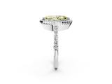 White gold Fancy Yellow Marquise  Cut Halo Diamond Ring with Pave Band and Four-Prong Setting_2