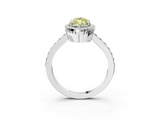 White gold Fancy Yellow Marquise  Cut Halo Diamond Ring with Pave Band and Four-Prong Setting_3
