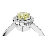 White gold Fancy Yellow Marquise  Cut Halo Diamond Ring with Pave Band and Four-Prong Setting_4