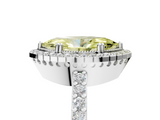 White gold Fancy Yellow Marquise  Cut Halo Diamond Ring with Pave Band and Four-Prong Setting_5