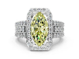 White gold Fancy Yellow Marquise Cut Halo Diamond Ring with Round  Split Shank and Prong Setting_58