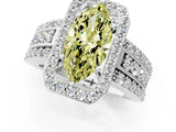 White gold Fancy Yellow Marquise Cut Halo Diamond Ring with Round  Split Shank and Prong Setting_59