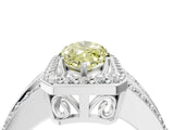 White gold Fancy Yellow Marquise Cut Halo Diamond Ring with Round  Split Shank and Prong Setting_62