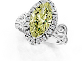 White gold Fancy Yellow Marquise  Cut Halo Diamond Ring with Scrollwork Band and Four-Prong Setting_1